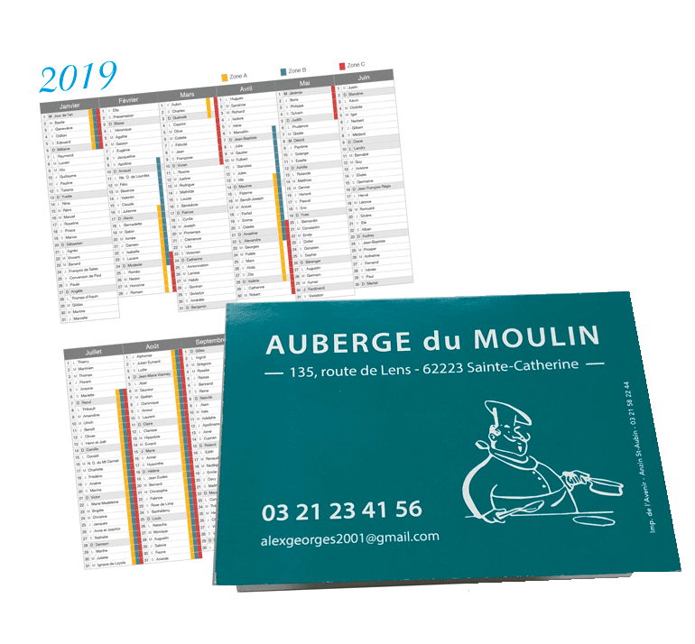 Calendrier de poche